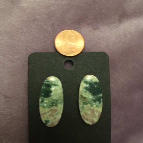 Split Matched Natural Pink and Green Moss Agate - handmade one of a kind - Picture 2 of 3
